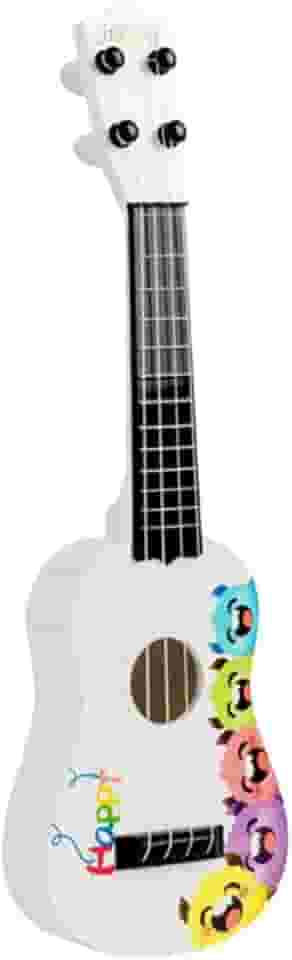 Generic Ukulele de Brinquedo, Violão de Quatro Cordas, Instrumento Musical para Crianças, Violão de Brinquedo Musical para Iniciantes, Branco