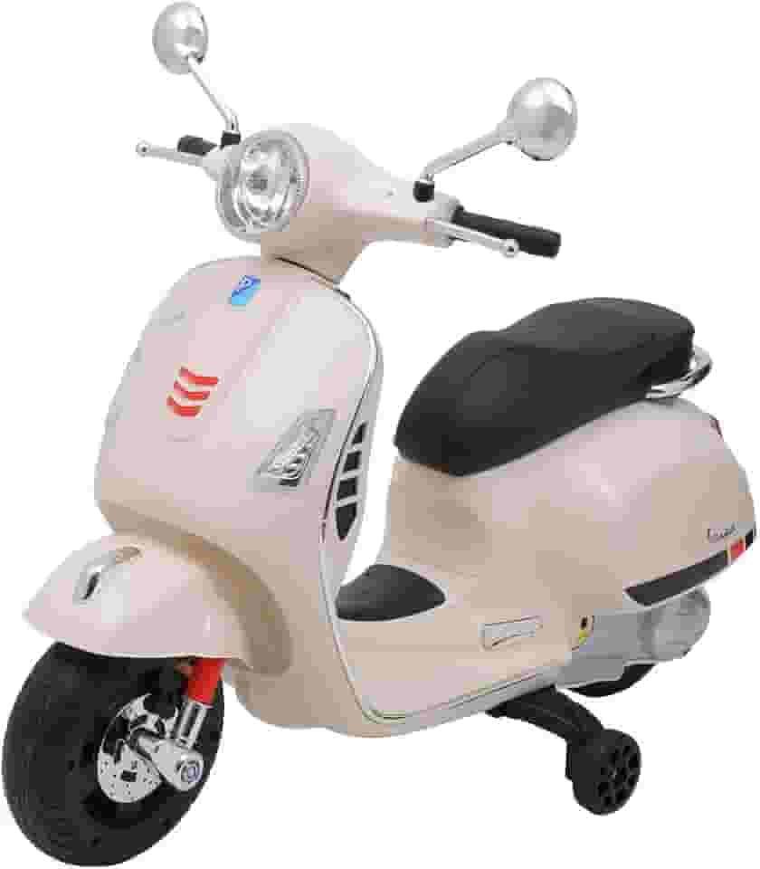 Zippy Toys Moto Elétrica Vespa GTS Scooter Branca 6V Ideal para Criança Acima de 3 Anos à Diversão está Garantida - Peso 9,2Kg