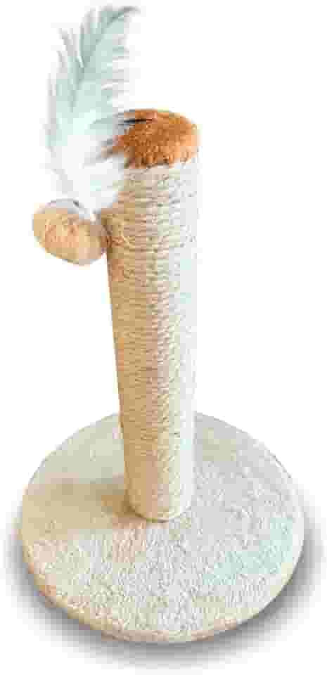 Arranhador Para Gatos Redondo Poste Com Brinquedo Sisal Bege