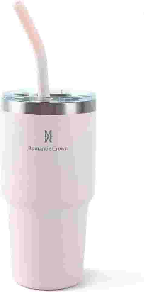 Copo Térmico de Aço Inoxidável 591ml, com Canudo e Tampa, Garrafa Termica Isolada a Vácuo Copos Garrafas Termo Pequeno Para Viagem Portátil, Para Água, Chá Gelado, Café, Smoothies e Muito Mais