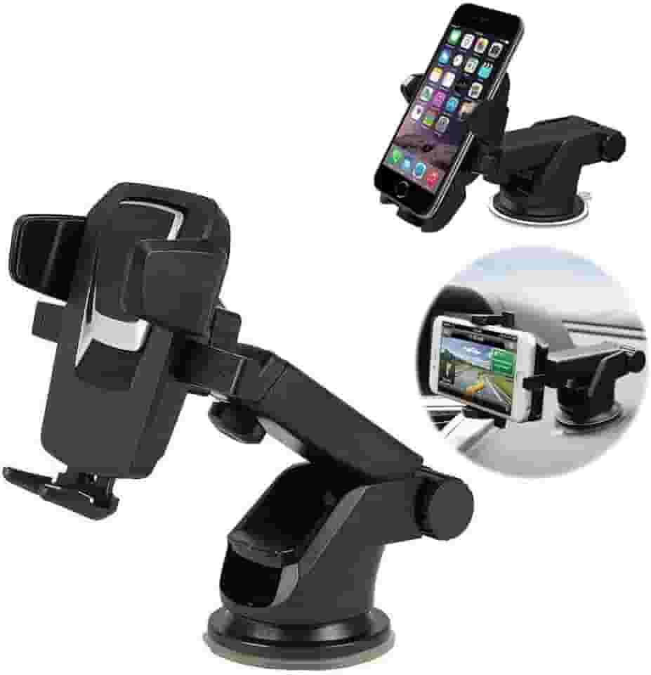 Suporte Veicular Celular GPS Universal Smartphone Ventosa Gruda Painel e Vidro Carro Trava Automática Anti Queda Waze Uber 99Taxi - Linha Premium Steel Hook