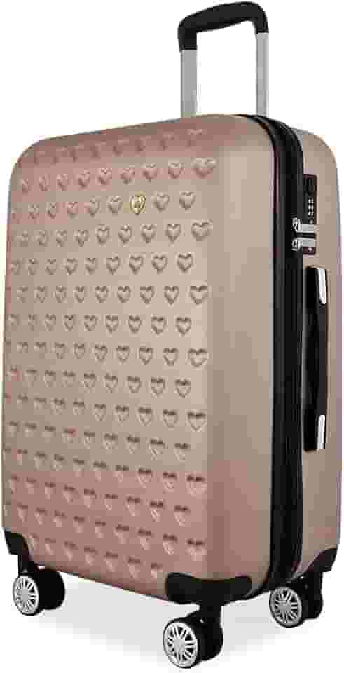 Mala De Viagem Média ANAC Rígida Para 23 kg Com Rodas 360º E Cadeado Segredo. (Rosé Gold C1M)