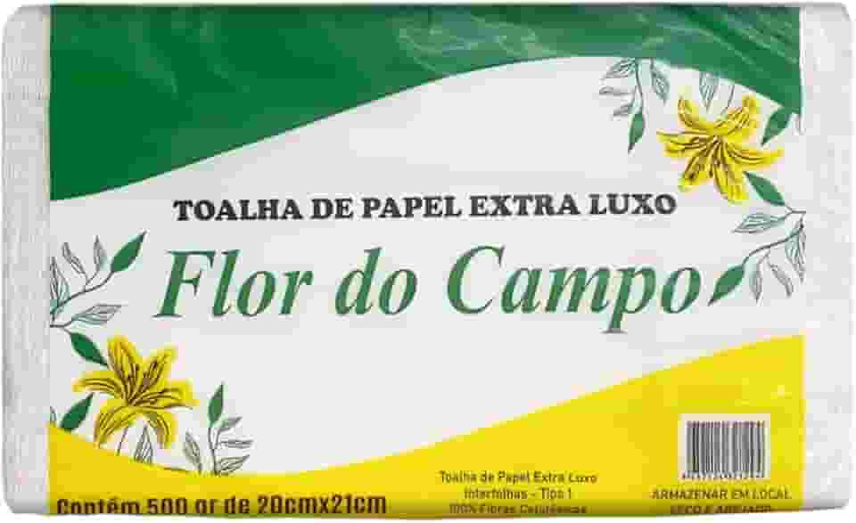 Toalha de Papel Interfolhas Extra Luxo Flor do Campo, 20cm x 21cm, 500g, 100% Celulose