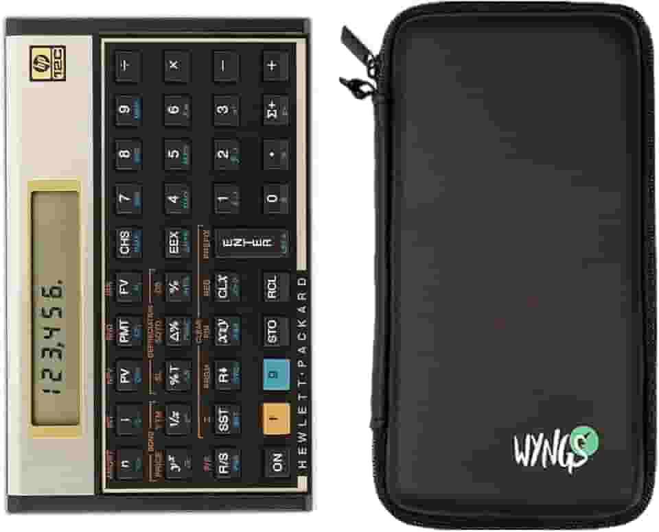 Calculadora financeira HP 12C + capa protetora WYNGS preta