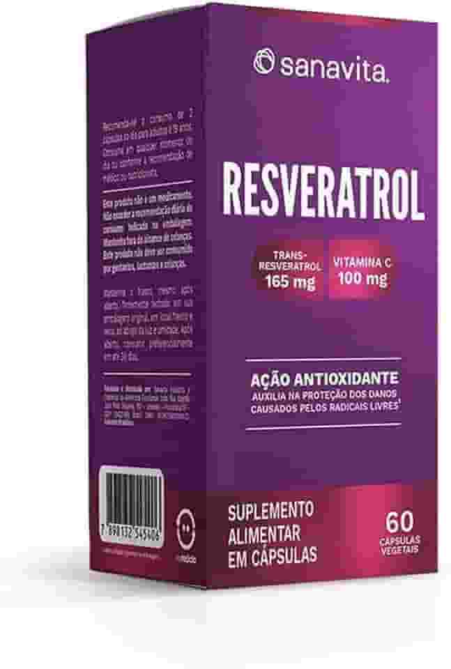 Sanavita - Resveratrol com Vitamina C - Suplemento Antioxidante para Saúde Celular - 60 Cápsulas
