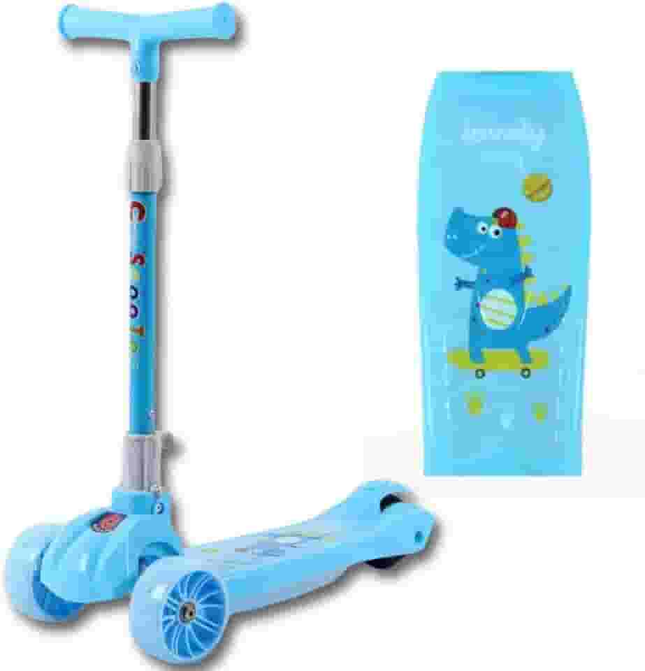 Patinete Infantil Roda De Led Altura Ajustável Azul Ou Rosa 3 Rodinhas (Azul) scooter crianças dobravell Brinquedo com luzes nas rodas, premium
