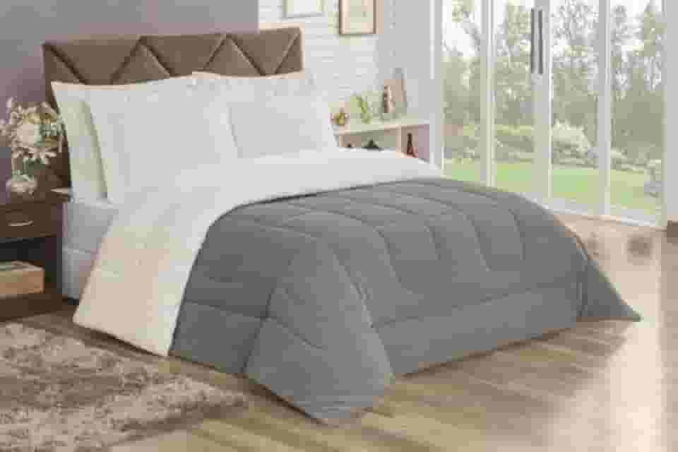 Edredom Sherpa Cobertor Casal Queen 2,40x2,20m Cobertor E Coberdrom Macio - Cinza
