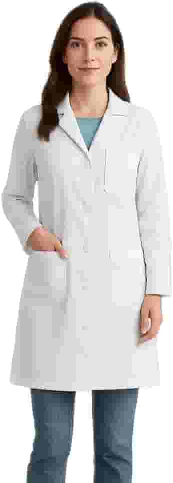 Jaleco Feminino Oxford Profissional Acinturado com Botões 3 bolsos frontais