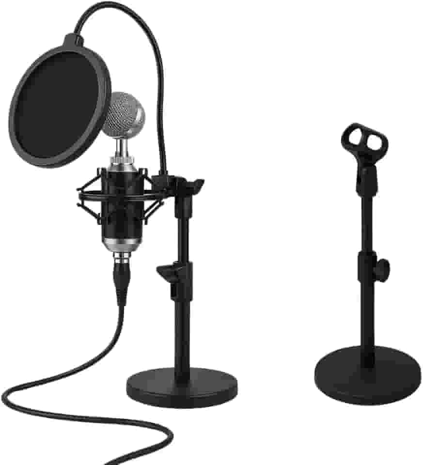 Suporte Pedestal de Mesa Tripé para Microfone BM800 Base Revestida, Regulável, Compatível Shock Mount Aranha Suporte Almofadado/Acolchoado para Podcast, Estúdio