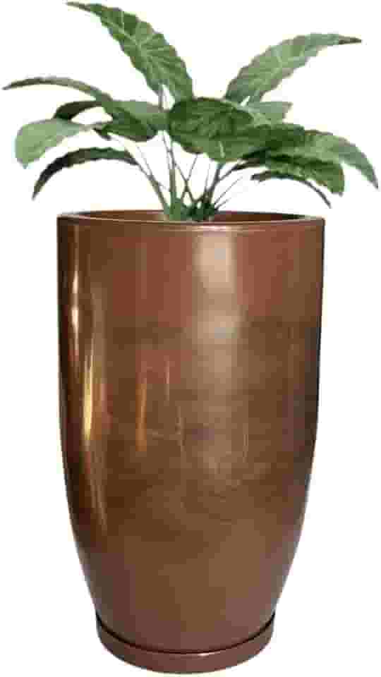 Vaso Grande Polietileno Plantas Marmorizado Jardim Sala Casa Varanda 48cm (Marrom Cacau)