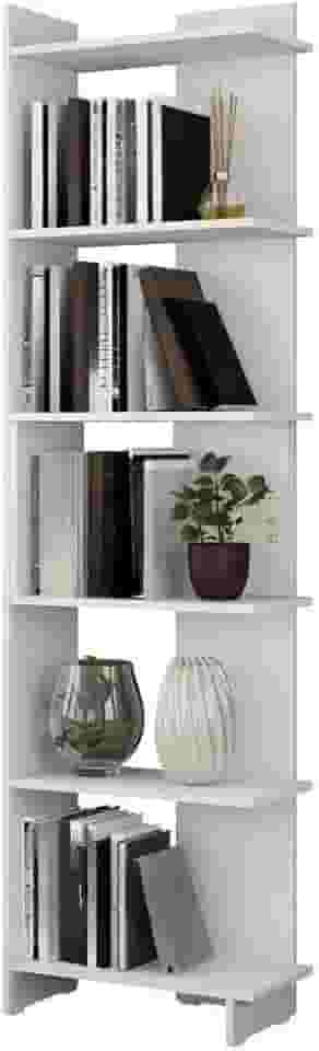 Livreiro 5 Prateleiras Design Moderno - Estante Organizadora para Sala, Escritório e Livros (Branco)