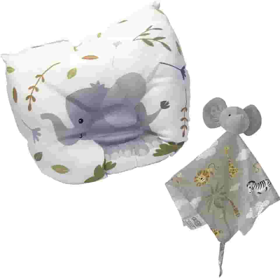 MaxiBaby Kit Naninha De Pelúcia E Travesseiro Para Bebê Maxi Baby - Elefante