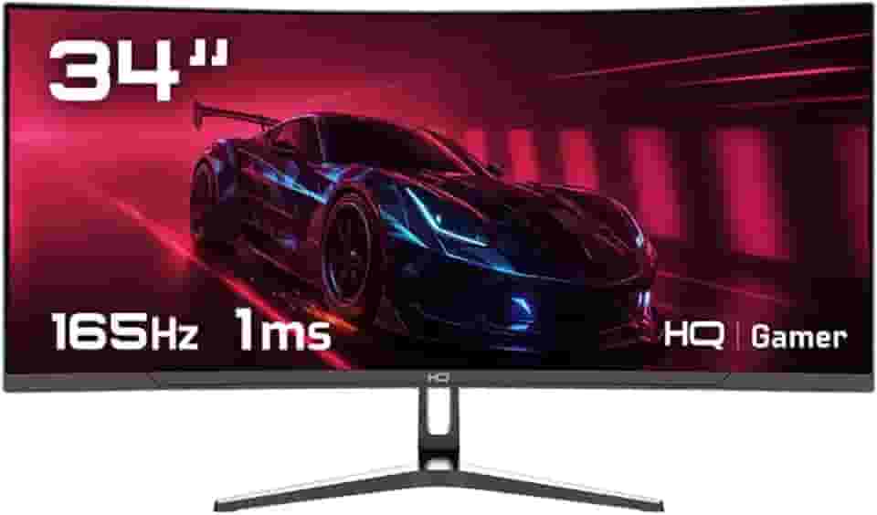 Monitor Gamer 34" Curvo 1ms, 165Hz, UltraWide (QHD) - 3440x1440 AMD FreeSync, HDMI, DP, HQ Premium HQ34C16 Bivolt