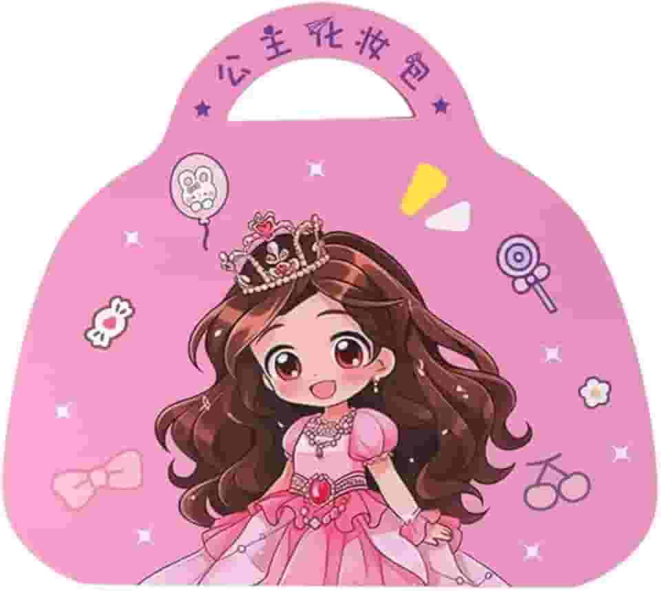 Kit Infantil Maleta de Maquiagem Princesa, 6 Cores, Pincéis e Acessórios Decorativos, Rosa