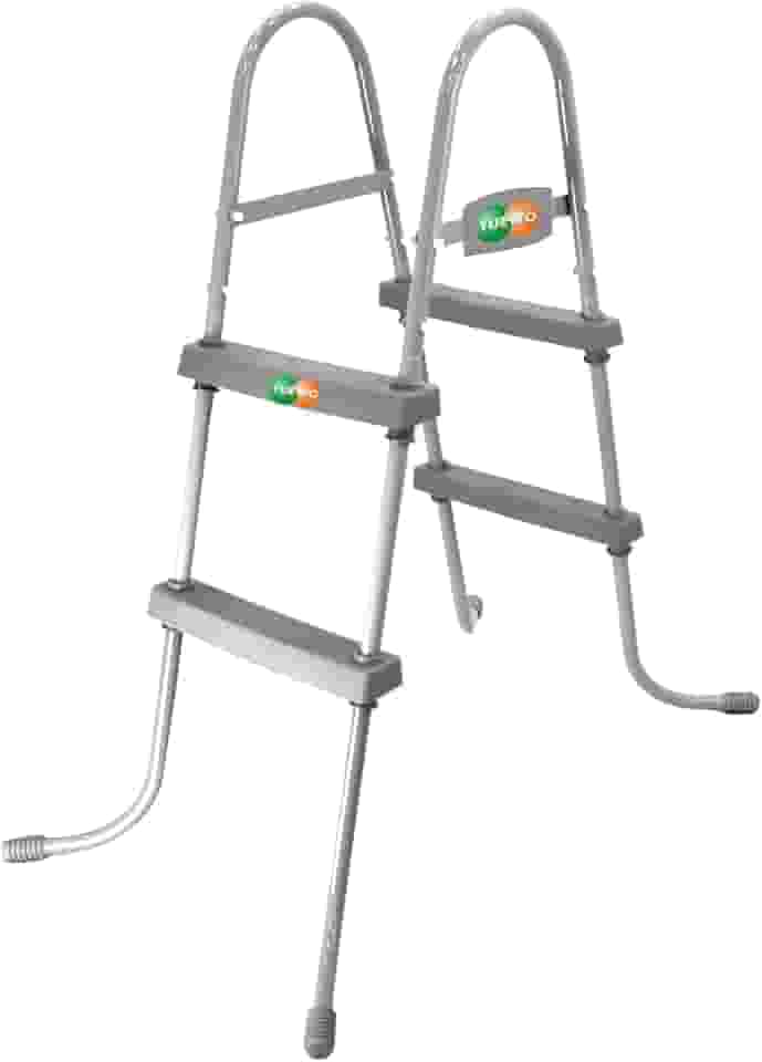 YUEWO Escada de piscina acima do solo com estrutura de aço de 2 degraus de 91 cm com degraus de plástico antiderrapante para sistema de entrada e saída de piscinas
