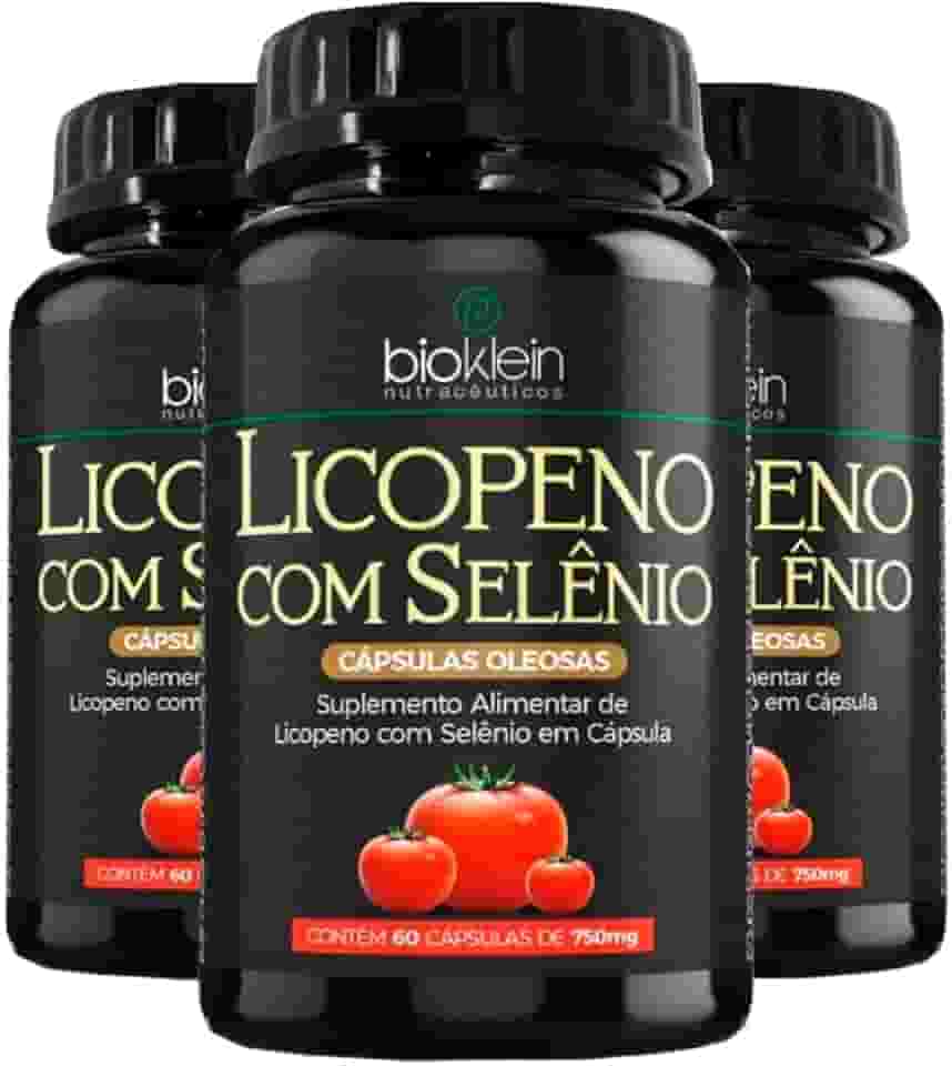Kit 3 Licopeno de Tomate com Selênio - Suplemento Antioxidante 60 Cápsulas Oleosas Bioklein