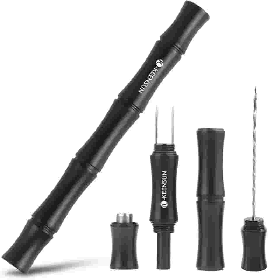 KEENSUN Conjunto de ferramentas de perfuração de charutos 3 em 1 com furador de charuto (8 mm), cortador de charuto e escova dupla (preto)