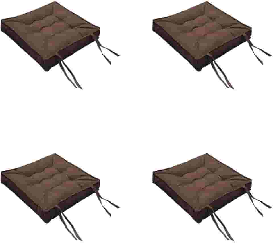 Kit Com 4 Unidades Almofada Futon Confort Assento Para Cadeira Suede Liso 40x40(Bege Escuro)