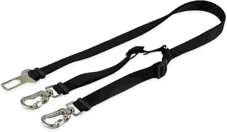 Cinto De Segurança Pet Duplo Universal Cachorro Gato Cães Gatos Carro Coleira Adaptador Ajustável (Preto)