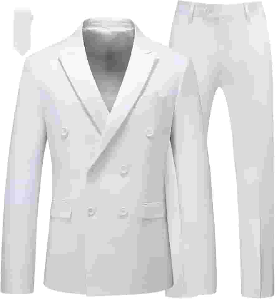 Blazer masculino de 2 peças com botões duplos e calça para smoking e calça para casamento, formatura, baile
