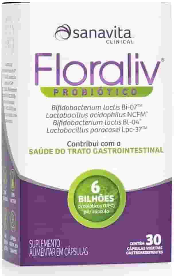 Sanavita Probiótico Floraliv - Saúde Intestinal - Display 30 Cápsulas Vegetais