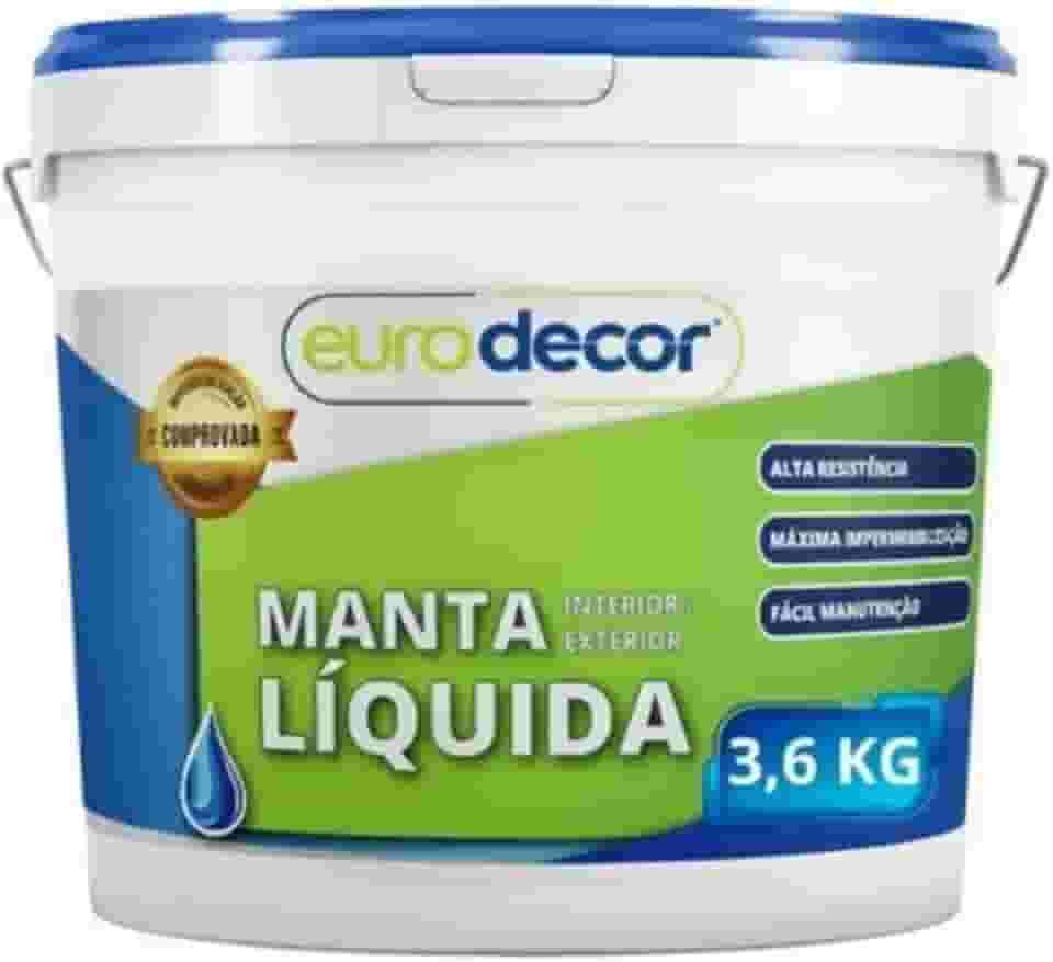 Euro Decor Manta Líquida 3,6Kg Impermeabilizante para Interior e Exterior, Alta Resistência, Máxima Impermeabilização, Fácil Manutenção (Crômio)