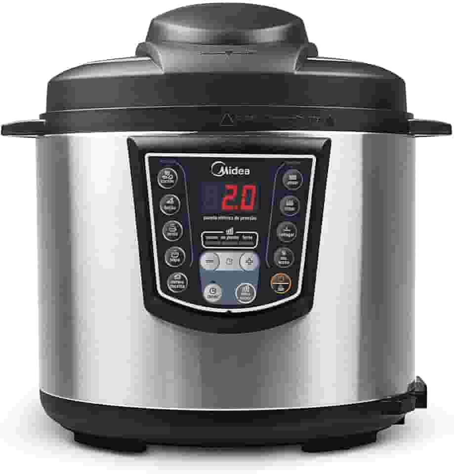 Midea Panela de Pressão Elétrica 6L Digital, Inox/Preto, 220v