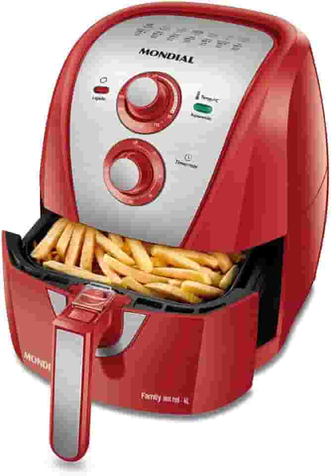 MONDIAL Fritadeira Sem Óleo Air Fryer 4L, Vermelho/Inox, 1500W, 110V - AFN-40-RI