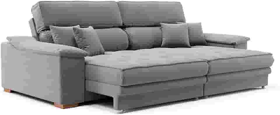 Sofá 3 Lugares Retrátil e Reclinável Lupin Linho Cinza 214 cm