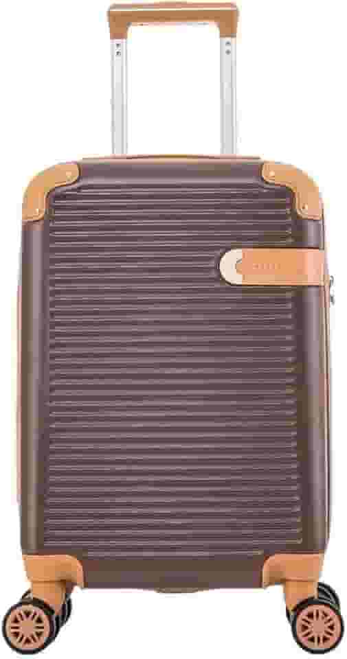 Mala de Bordo Rígida - Textura Canelada Distinta, Rodas Duplas Silenciosas 360°, Cadeado com Combinação Numérica | Leveza e Segurança Aprimoradas para Viagens(Bronze, Pequeno)