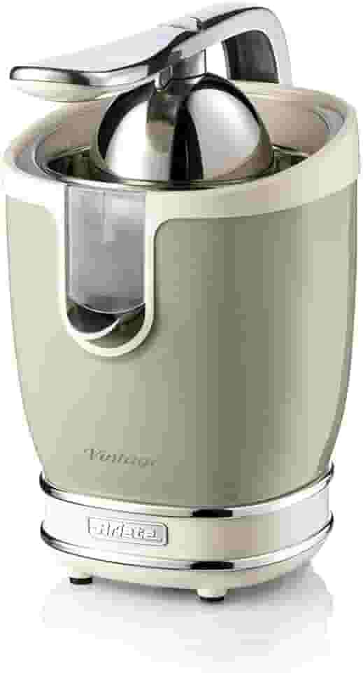 Ariete 413, Espremedor de Frutas Professional Com Alavanca Vintage Verde, 2 Cones para Frutas grandes e pequenas, Bico Anti-Gotejamento, Motor Silencioso - 85Wats - 127V