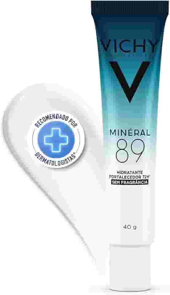 Vichy Minéral 89 Creme Hidratante Facial Fortalecedor e Reparador com Ácido Hialurônico, Vitamina B3 e Esqualano, Hidratação por 72h para todos os tipos de pele, 40ml