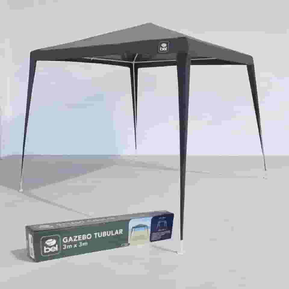 Gazebo Tenda Bel Cinza Tubolar Facil de Montar com Bolsa para Tranporte para Praia e Piscina