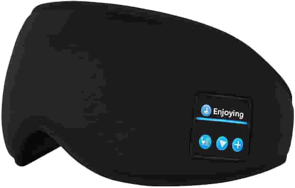 Fone de Ouvido Bluetooth com Máscara de Dormir – Som Estéreo, Microfone, Lavável e Recarregável USB (Preto)
