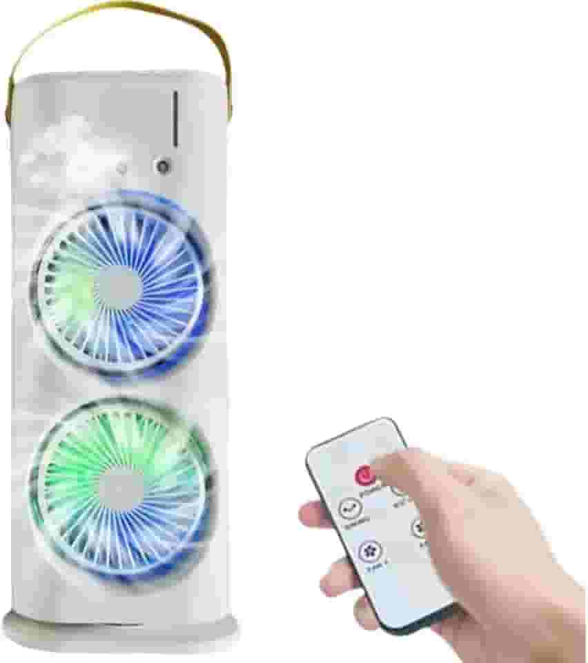 Mini Portátil Climatizador Camada Ventilador Dupla Umidificador Hélice Giratório