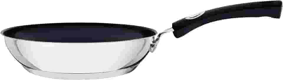 Frigideira Tramontina Solar Silicone Rasa em Aço Inox Fundo Triplo Revestimento Interno Antiaderente com Cabo de Silicone 20 cm 1,3 L