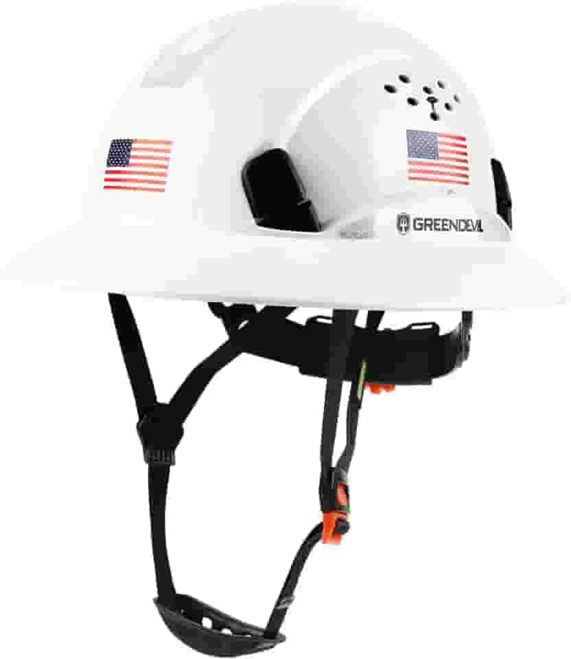 GREEN DEVIL Capacete de Segurança de Construção Ventilado com Aba Completa Capacetes de Segurança de Trabalho Aprovados Pela Osha com Toalha de Resfriamento para Homens e Mulheres Suspensão de Catraca