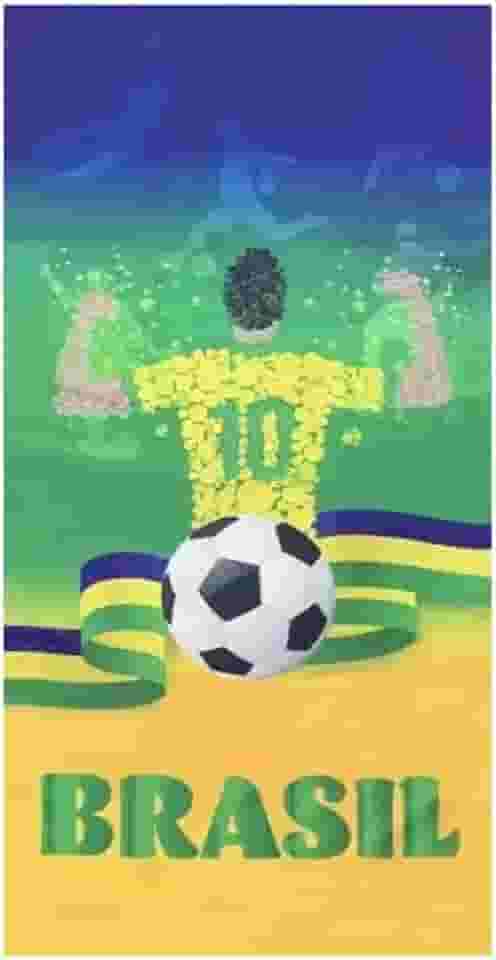 Toalha Aveludada Transfer Brasil 70 cm x 1,40 m Padrão 2 Torcedor