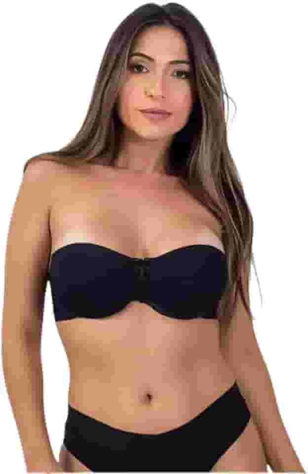 Kit 2 Sutiãs Femininos Tomara Que Caia com Bojo, Aro de Sustentação e Alças Removíveis em Poliamida e Elastano