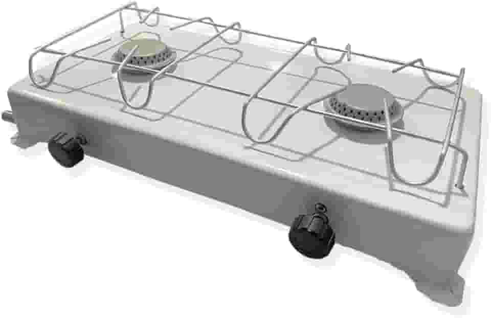Fogão Portátil Camping Duas Bocas A Gás Branco