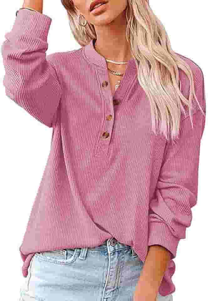 Moletom feminino moderno, meio botão, leve, gola V, manga comprida, pulôver, roupas casuais de outono