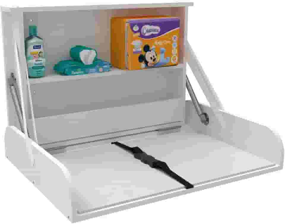 Fraldário Trocador de Fraldas de Parede Retrátil Horizontal com Aparador