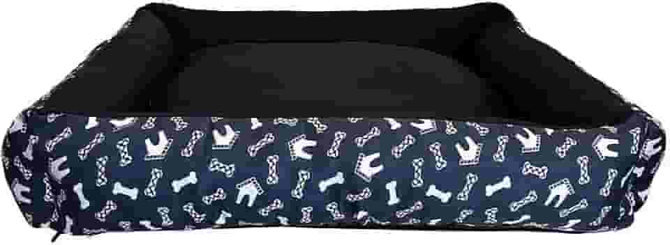 Cama Pet Lavável com Zíper Total e Fundo Impermeável - Caminha para Cachorro - Tecido Oxford e Espuma Soft ComfortPet (Azul, Médio)