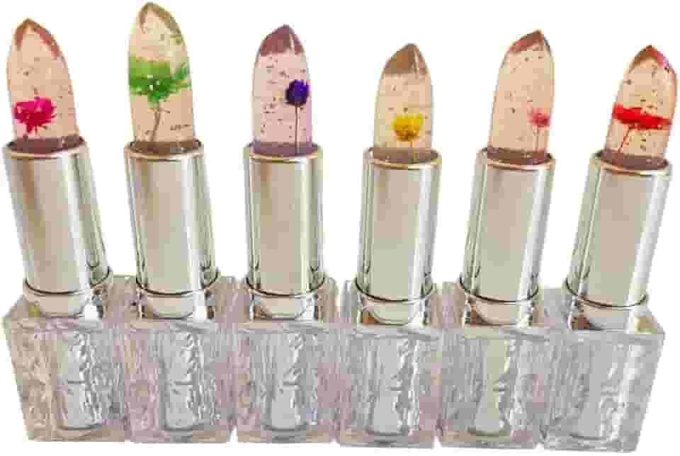 Batom com flor de cristal mudança de cor batom mágico geleia batom transparente, hidratante nutritivo de longa duração