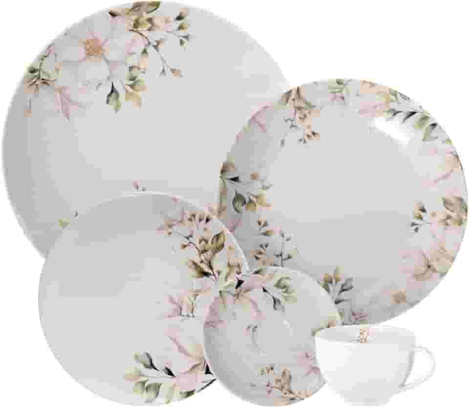 Aparelho de Jantar Tramontina Magnólia em Porcelana Decorada 30 Peças