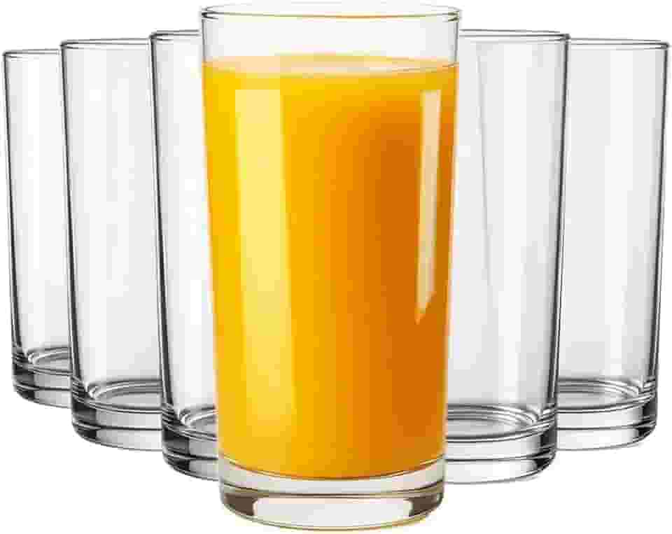 Conjunto de 6 Copos de Vidro Transparente, Liso, Altura 12,5 cm, Capacidade 240 ml, Para Agua, Suco, Refrigerante