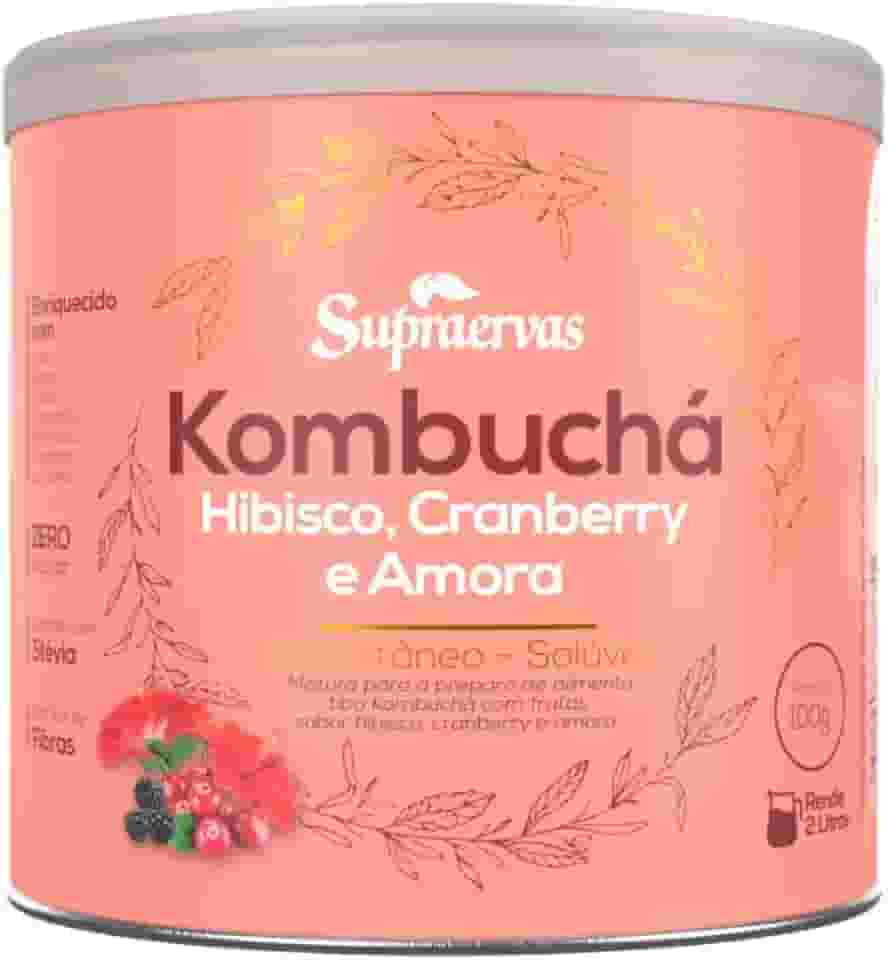 Supraervas Kombucha em Pó 200g - 3 Sabores (Hibisco, Cranberry e Amora) - 20 Porções - Chá em Pó
