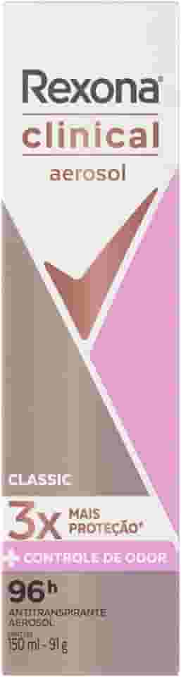 Rexona Antitranspirante Aerosol Clinical Classic 150Ml (A Embalagem Pode Variar)