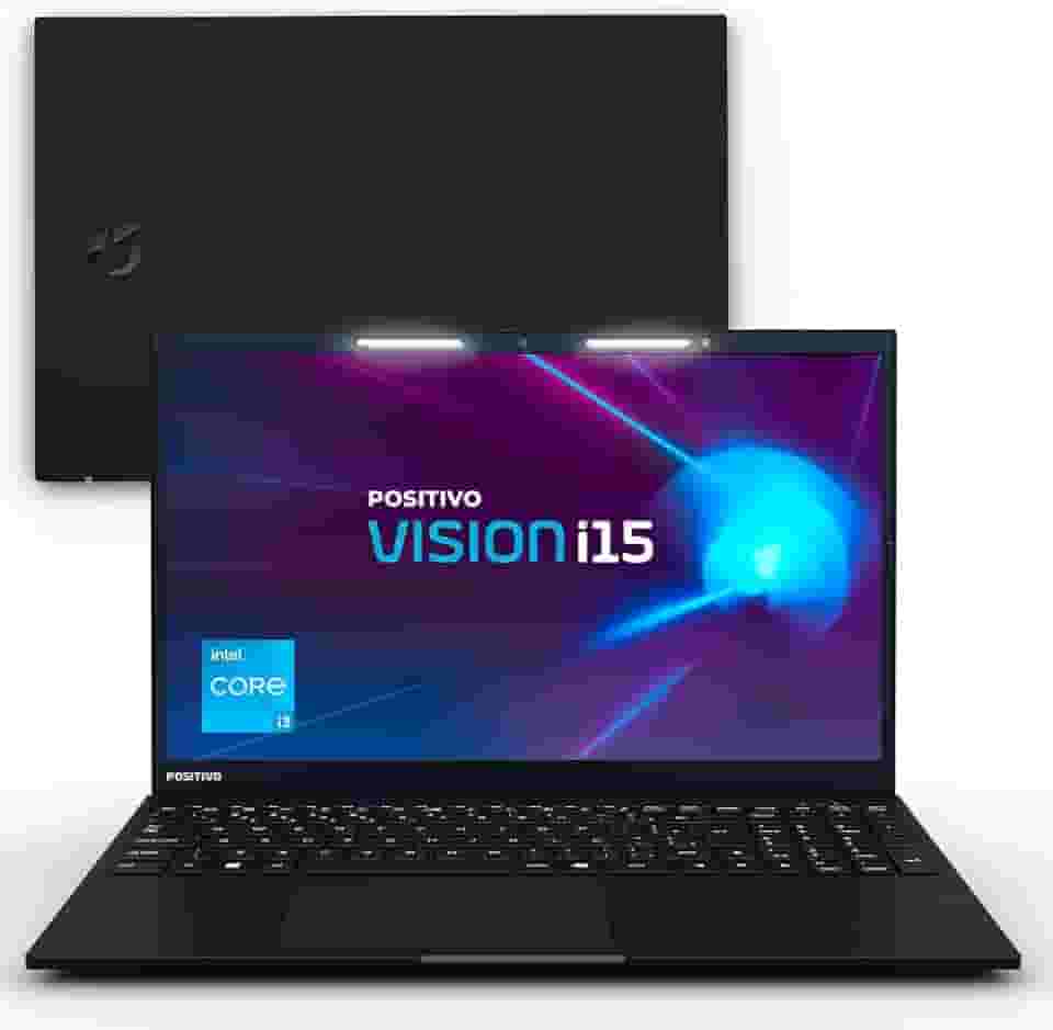 Notebook Positivo Vision i15 Lumina Bar Core i3-N300 8GB 512GB SSD, Tela 15 polegadas Full HD Antirreflexo Linux - Preto