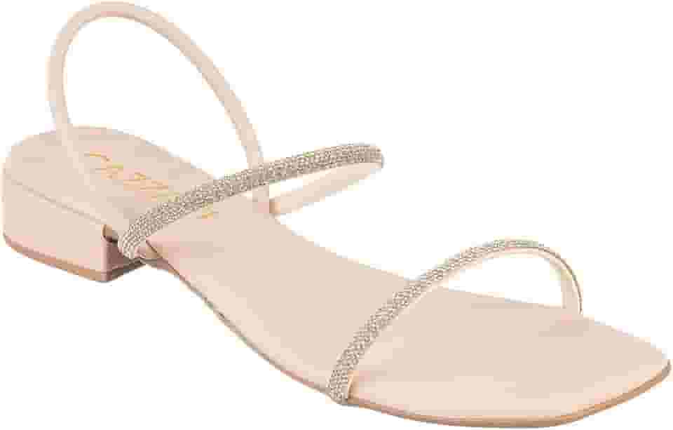 Sandália Macia Feminina Salto Baixinho Casual Brilho Basica